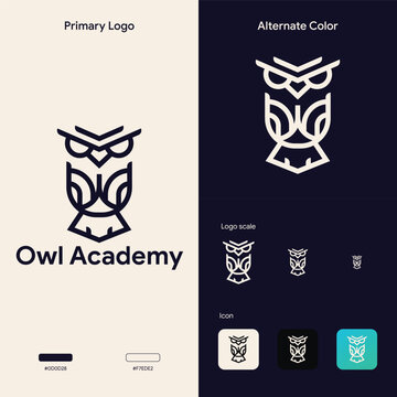 elegant outline owl logo concept
