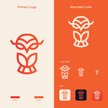 elegant outline owl logo concept