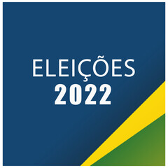 Brazilian Elections 2022 squared illustration, blue background, yellow and green.