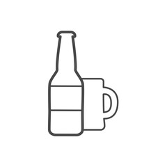 Vector linear icon with beer