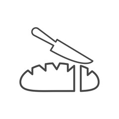 Vector linear icon with bread and knife