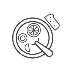Vector linear icon with soup