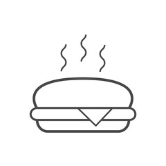 Vector linear icon with warm burger