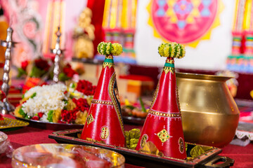 Indian Hindu wedding ceremony ritual items 