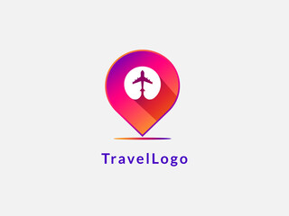 transportation and traveling agency vector logo design with Pin, logo that usable for ticketing.transportation. vacation agency