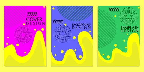 set of cover designs with curved patterns and abstract geometric elements. used for cover designs, posters