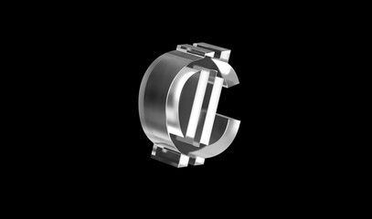 Costa Rican colon or CRC currency symbol of Costa Rica made with Glass - 3d Illustration, 3d rendering