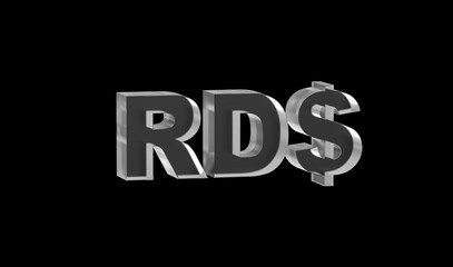 Dominican peso or DOP currency symbol of Dominican Republic made with Glass - 3d Illustration, 3d rendering