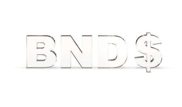Brunei Darussalam Dollar or Brunei dollar BND currency symbol of Sultanate of Brunei made with Glass - 3d Illustration, 3d rendering
