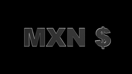 Mexican peso or MXN currency symbol of Mexico made with Glass - 3d Illustration, 3d rendering