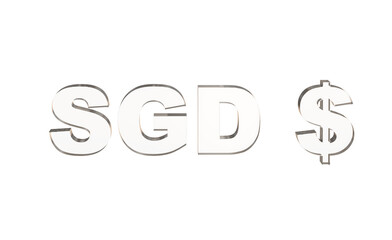 Singapore dollar or SGD currency symbol of Singapore made with Glass - 3d Illustration, 3d rendering