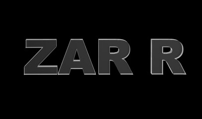 South African rand or ZAR currency symbol of South Africa made with Glass - 3d Illustration, 3d rendering	