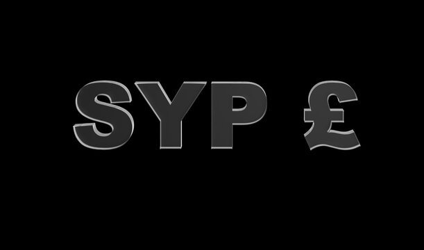 Syrian pound or Syrian lira currency symbol of Syria made with Glass - 3d Illustration, 3d rendering	
