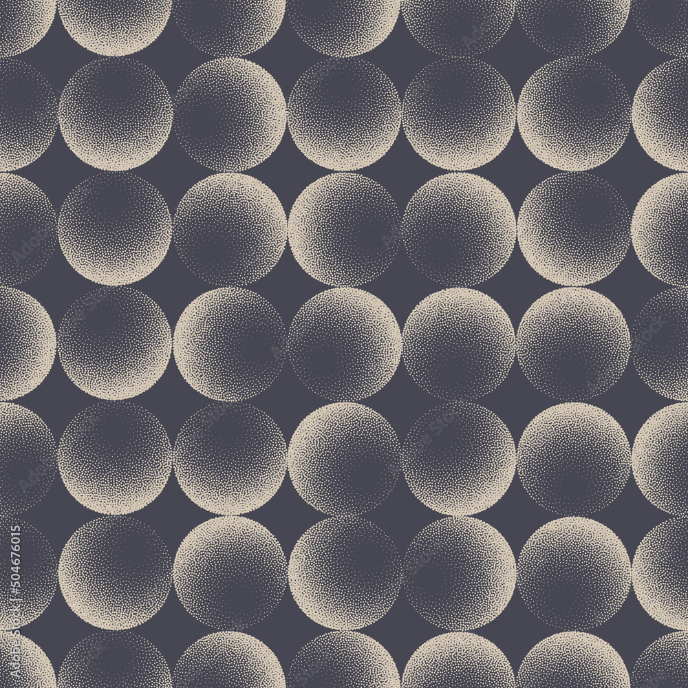Poster different spheres cool seamless pattern vector design trendy abstract background. various circles ge