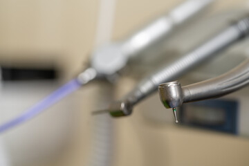 Focus in a stainless dental turbine in a dental clinic