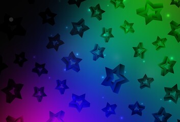 Dark Multicolor vector template with sky stars.