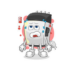 hair clipper low battery mascot. cartoon vector