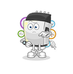 hair clipper with wristwatch cartoon. cartoon mascot vector