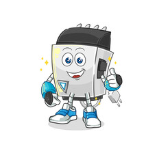 hair clipper robot character. cartoon mascot vector