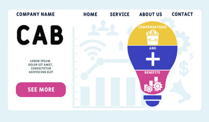 CAB - Compensations and Benefits  acronym. business concept background. vector illustration concept with keywords and icons. lettering illustration with icons for web banner, flyer, landing pag 