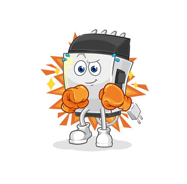 recommend clip art: hair clipper boxer character. cartoon mascot vector