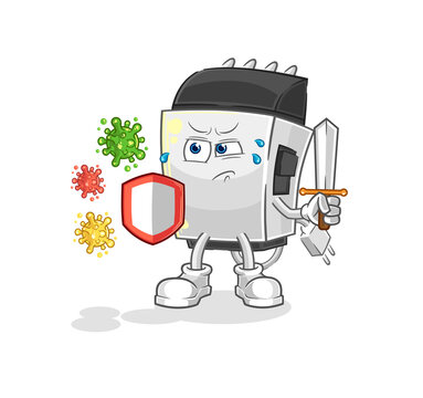recommend clip art: hair clipper against viruses cartoon. cartoon mascot vector