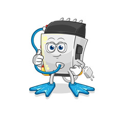 hair clipper diver cartoon. cartoon mascot vector