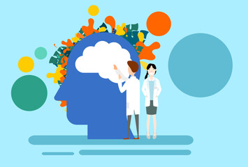 Mental health care. Flat design vector illustration.