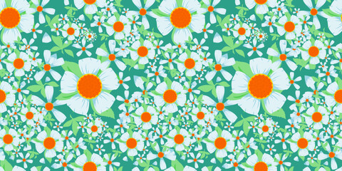 Seamless pattern. Summer flowers. Flower background.