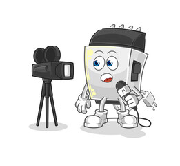 hair clipper tv reporter cartoon. cartoon mascot vector