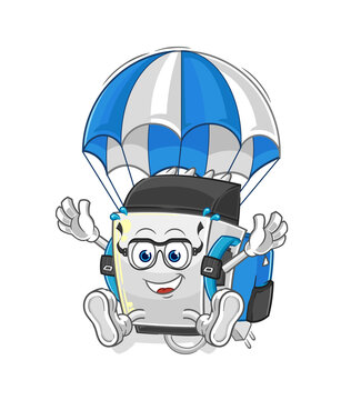 recommend clip art: hair clipper skydiving character. cartoon mascot vector