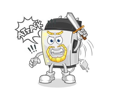 recommend clip art: hair clipper knights attack with sword. cartoon mascot vector