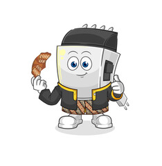 hair clipper Javanese character. cartoon mascot vector