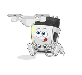 hair clipper with drone character. cartoon mascot vector