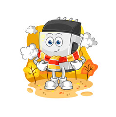 hair clipper in the autumn. cartoon mascot vector