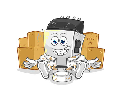recommend clip art: hair clipper homeless character. cartoon mascot vector