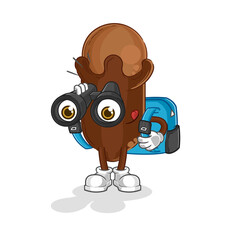 clove with binoculars character. cartoon mascot vector