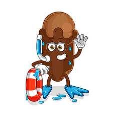 clove swimmer with buoy mascot. cartoon vector