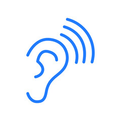 Ear icon. Simple outline style. Hearing, listen symbol. Thin line vector illustration isolated on white background. EPS 10.