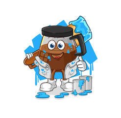 coffee machine painter illustration. character vector