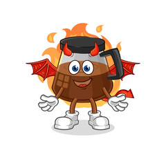 coffee machine demon with wings character. cartoon mascot vector