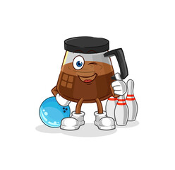 coffee machine play bowling illustration. character vector