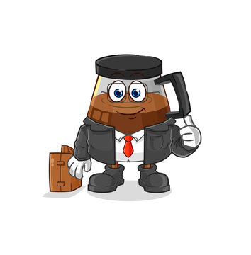 coffee machine office worker mascot. cartoon vector