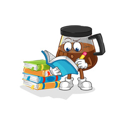 coffee machine studying mascot. cartoon vector