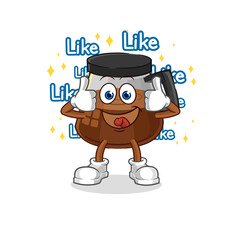 coffee machine give lots of likes. cartoon vector