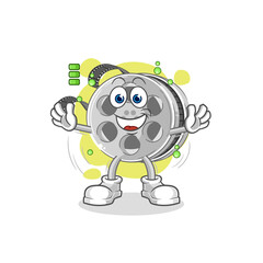 film reel full battery character. cartoon mascot vector