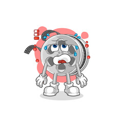 film reel low battery mascot. cartoon vector