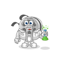 film reel scientist character. cartoon mascot vector