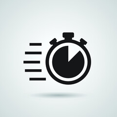 Fast time icon. Quick delivery concept. Stopwatch symbol. Vector illustration isolated. EPS 10.