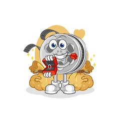 film reel propose with ring. cartoon mascot vector